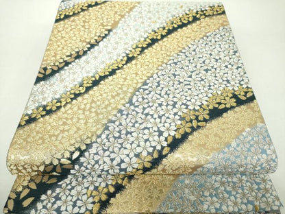 平和屋着物▼六通柄袋帯　唐織　桜尽くし　金銀糸　正絹　逸品　DABF7970ps