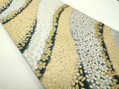 平和屋着物▼六通柄袋帯　唐織　桜尽くし　金銀糸　正絹　逸品　DABF7970ps