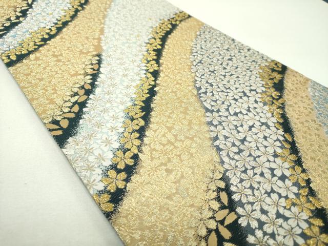 平和屋着物▼六通柄袋帯　唐織　桜尽くし　金銀糸　正絹　逸品　DABF7970ps