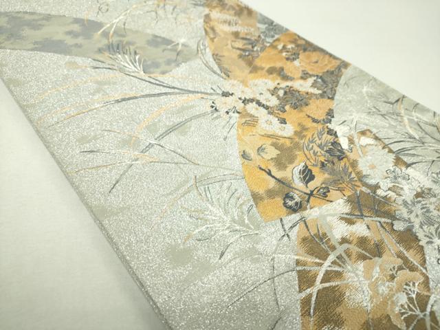 平和屋着物▼六通柄袋帯　地紙花文　金銀糸　正絹　逸品　DABF7971ps