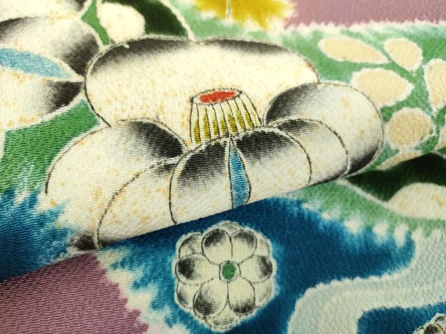 平和屋着物▼九寸名古屋帯　絞り　辻が花　鬼しぼ縮緬　正絹　逸品　DABF7973ps
