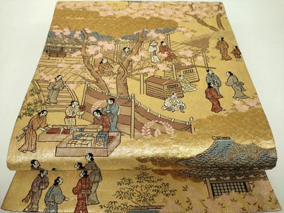 平和屋着物▼西陣　六通柄袋帯　京洛百景　金糸　正絹　逸品　DABF7980ps