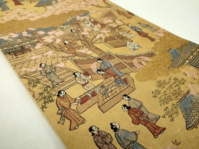 平和屋着物▼西陣　六通柄袋帯　京洛百景　金糸　正絹　逸品　DABF7980ps