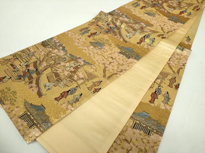 平和屋着物▼西陣　六通柄袋帯　京洛百景　金糸　正絹　逸品　DABF7980ps