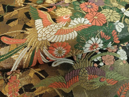 平和屋着物▼両面　六通柄袋帯　色紙重ね鳳凰花文　正絹　逸品　DABF7982ps