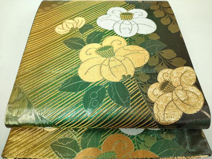 平和屋着物▼六通柄袋帯　辻が花　金銀糸　正絹　逸品　DABF7986ps