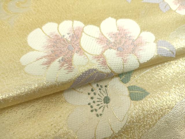 平和屋着物▼六通柄袋帯　流水花文　金銀糸　正絹　逸品　DABF7993ps