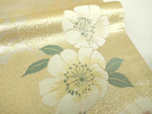 平和屋着物▼六通柄袋帯　流水花文　金銀糸　正絹　逸品　DABF7993ps