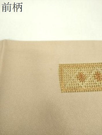 平和屋着物▼太鼓柄袋帯　ドロンワーク　花菱文　金彩　銀通し地　正絹　逸品　DABF7999ps