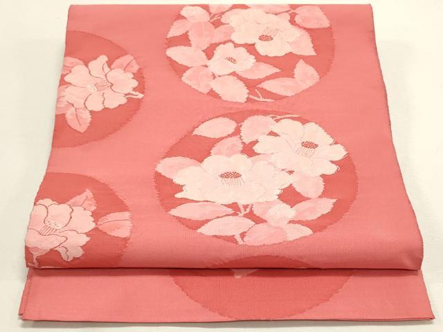 平和屋着物◎太鼓柄袋帯 花丸文 枝椿 正絹 逸品 DABF8018we