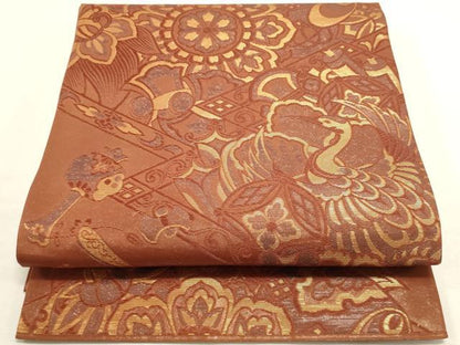 平和屋着物◎太鼓柄袋帯 宝尽くし花文 引箔 正絹 逸品 DABF8024we
