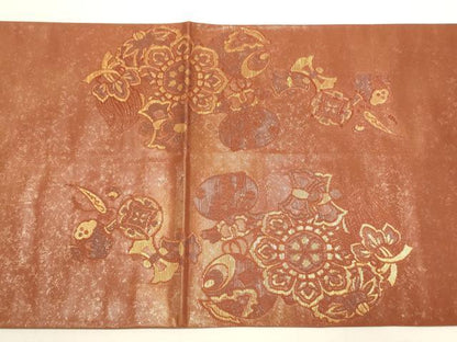 平和屋着物◎太鼓柄袋帯 宝尽くし花文 引箔 正絹 逸品 DABF8024we