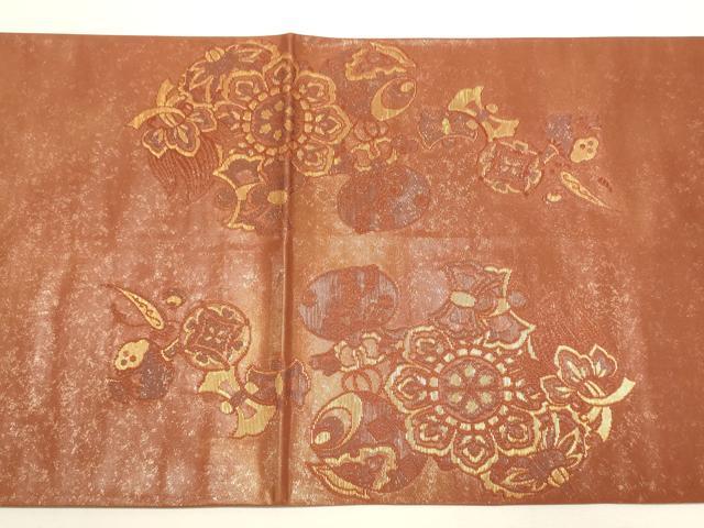 平和屋着物◎太鼓柄袋帯 宝尽くし花文 引箔 正絹 逸品 DABF8024we