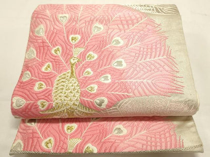 平和屋着物◎六通柄袋帯 唐織 孔雀 金銀糸 正絹 逸品 DABF8036we