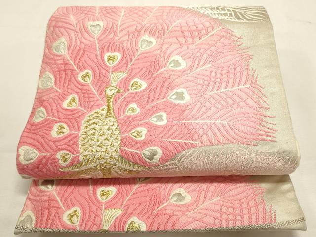 平和屋着物◎六通柄袋帯 唐織 孔雀 金銀糸 正絹 逸品 DABF8036we