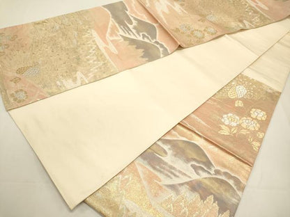 平和屋着物◎六通柄袋帯 美綾にしき 孔雀流水花文 金銀糸 錦引箔 正絹 逸品 DABF8039we