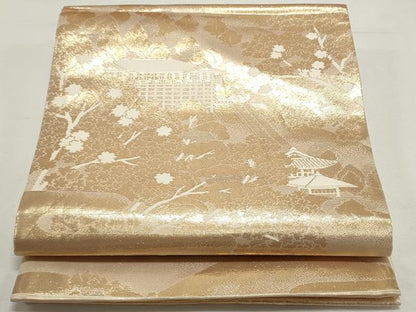 平和屋着物◎六通柄袋帯　京名所 清水　金糸　正絹　逸品　DABF8067we