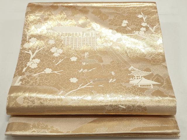 平和屋着物◎六通柄袋帯　京名所 清水　金糸　正絹　逸品　DABF8067we