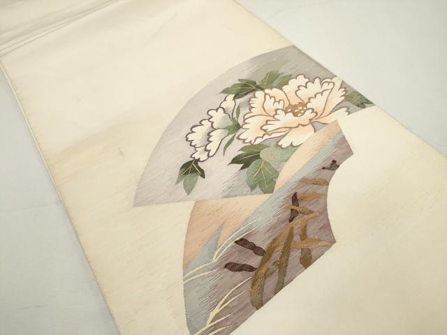平和屋着物◎太鼓柄袋帯　すくい織　地紙花文　正絹　逸品　DABF8068we