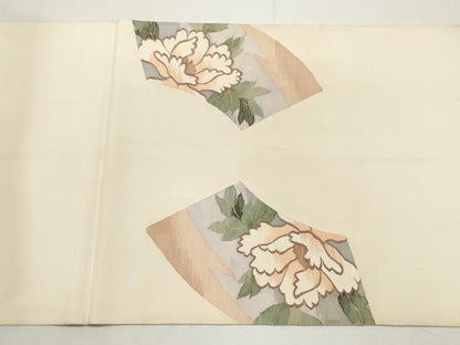 平和屋着物◎太鼓柄袋帯　すくい織　地紙花文　正絹　逸品　DABF8068we
