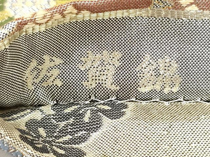 平和屋着物◎佐賀錦　両面　六通柄袋帯　唐織　花松文　金銀糸　正絹　逸品　DABF8084we