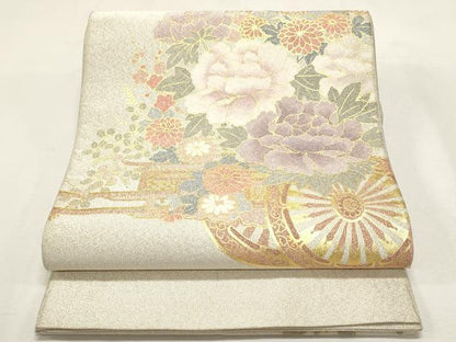 平和屋着物◎綴れ 太鼓柄袋帯 花車文 金彩 正絹 逸品 DABF8099we