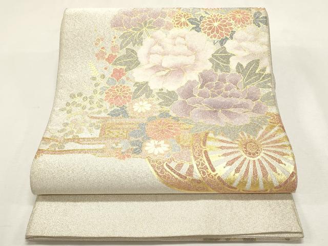 平和屋着物◎綴れ 太鼓柄袋帯 花車文 金彩 正絹 逸品 DABF8099we