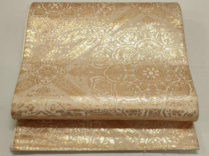 平和屋着物◎六通柄袋帯　正倉院花文　金糸　正絹　逸品　DABF8121we
