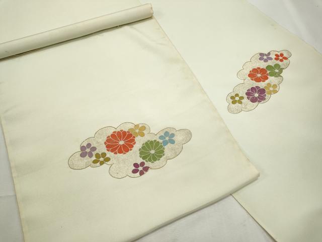 平和屋着物▼付下げ　反物　着尺　駒刺繍　絞り　雲取り草花文　暈し染め　金彩　逸品　未使用　DABF8158we