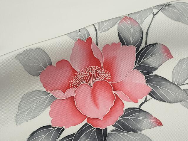平和屋着物●塩瀬　名古屋帯　帯反物　手描き　草花文　逸品　未使用　DABF8189we