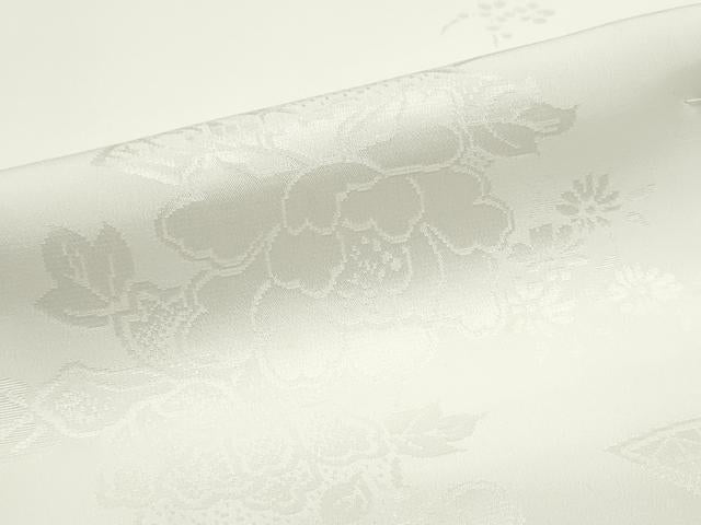 平和屋着物▼長襦袢　反物　着尺　短冊花地紋　生成り色　逸品　未使用　DABF8270we