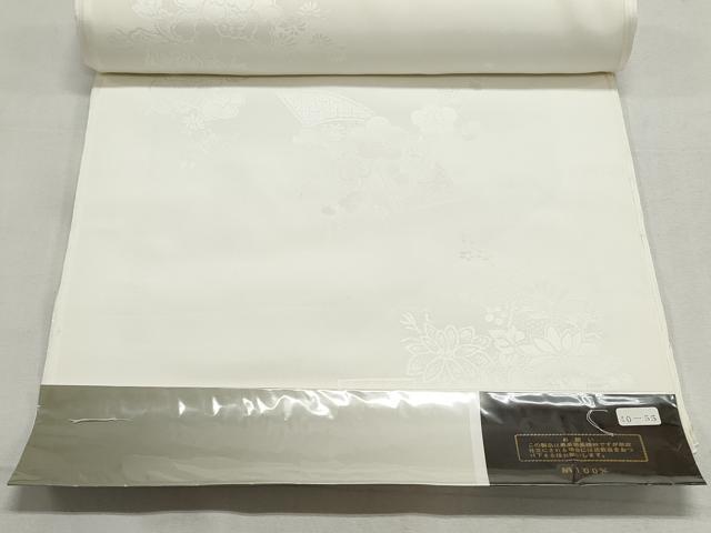 平和屋着物▼長襦袢　反物　着尺　短冊花地紋　生成り色　逸品　未使用　DABF8270we