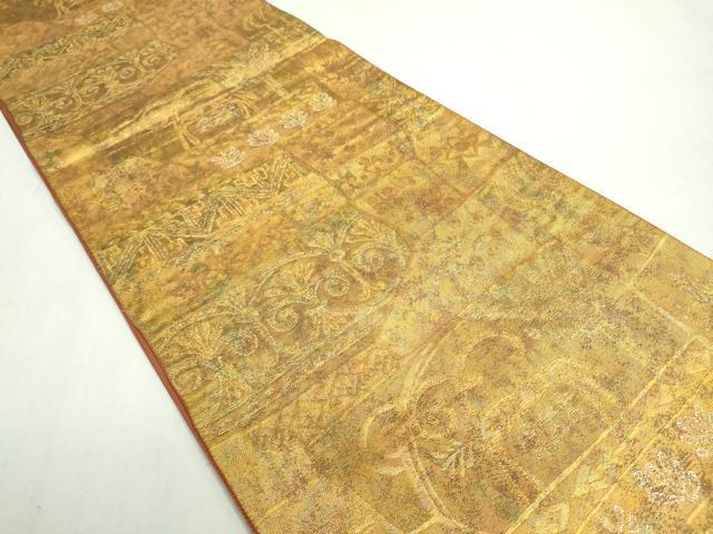 平和屋着物◎六通柄袋帯　壁画文様　金糸　正絹　逸品　DABF8294we