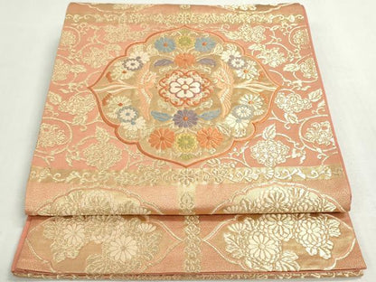 平和屋着物◎六通柄袋帯　唐織　鳳凰花唐草文　金糸　正絹　逸品　DABF8295we