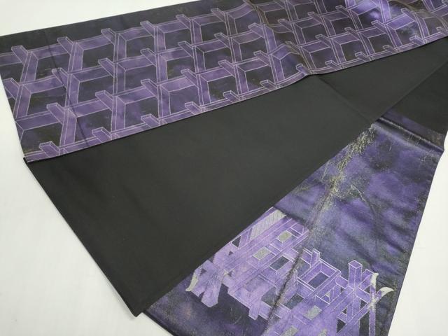 平和屋着物◎太鼓柄袋帯　風景文　金彩　引箔　正絹　逸品　DABF8301we