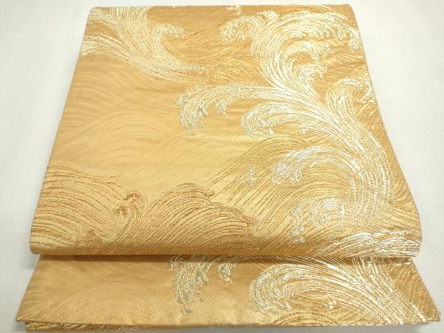 平和屋着物◎六通柄袋帯　立波文　金糸　漆押箔　正絹　逸品　DABF8315we