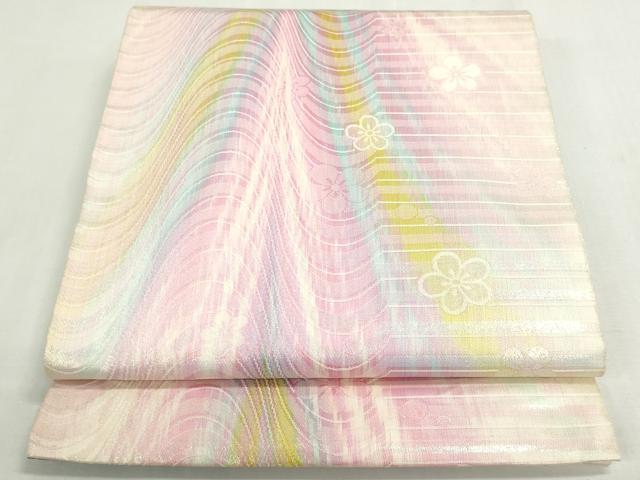 平和屋着物◎丸帯　花間道　銀糸　正絹　逸品　DABF8323we