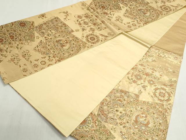 平和屋着物◎六通柄袋帯　唐織　色紙　正倉院花鳥文　金糸　正絹　逸品　DABF8343we