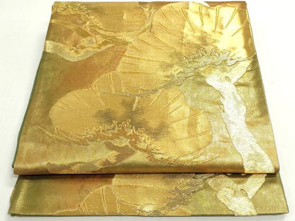 平和屋着物◎六通柄袋帯　枝松文　金糸　引箔　正絹　逸品　DABF8346we
