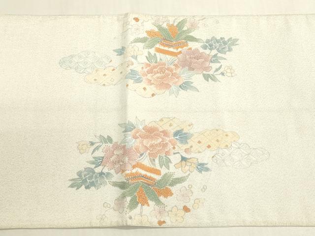 平和屋着物◎綴れ　中国三大刺繍　相良刺繍　太鼓柄袋帯　吉祥飾花文　正絹　逸品　DABF8356we