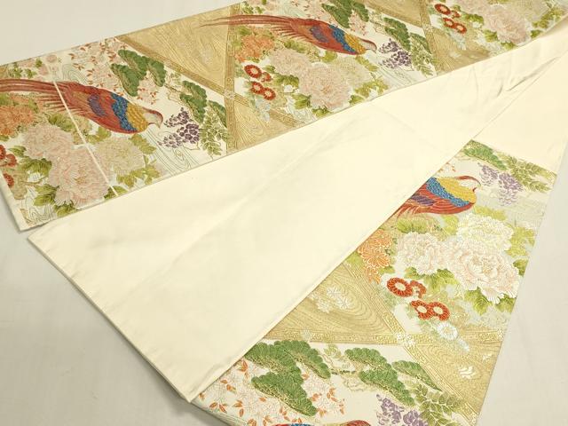 平和屋着物◎六通柄袋帯　唐織　花鳥文　金糸　正絹　逸品　DABF8358we