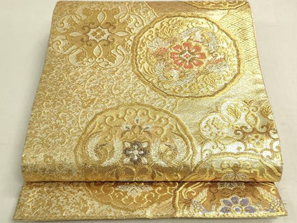 平和屋着物◎六通柄袋帯　花鳥唐草文　金銀糸　正絹　逸品　DABF8360we