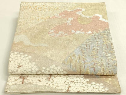 平和屋着物◎六通柄袋帯　雪月花　金銀糸　正絹　逸品　DABF8391we
