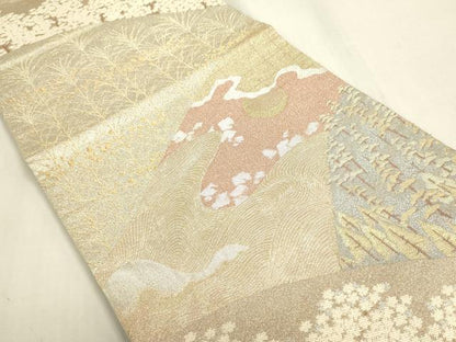 平和屋着物◎六通柄袋帯　雪月花　金銀糸　正絹　逸品　DABF8391we
