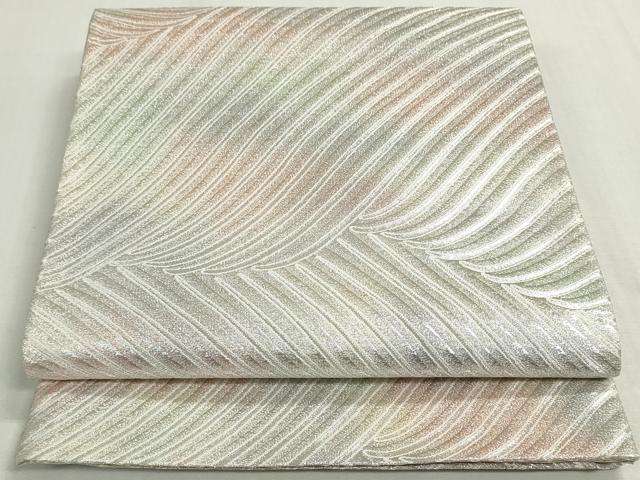 平和屋着物◎全通柄袋帯　流水文　銀糸　正絹　逸品　DABF8406we