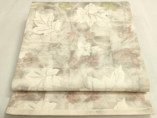 平和屋着物◎六通柄袋帯　葡萄蔦の葉文　正絹　逸品　DABF8420we