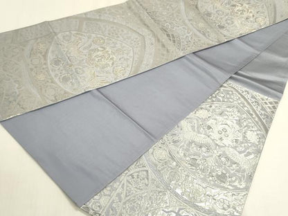 平和屋着物◎六通柄袋帯　九百錦　花鳥唐草文　プラチナ箔　正絹　逸品　DABF8427we