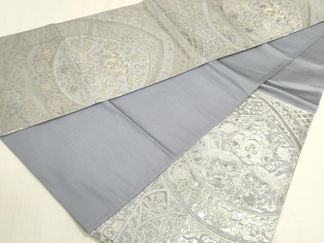 平和屋着物◎六通柄袋帯　九百錦　花鳥唐草文　プラチナ箔　正絹　逸品　DABF8427we