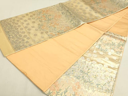 平和屋着物◎六通柄袋帯　唐織　大原乃里　草花文　金銀糸　正絹　逸品　DABF8435we