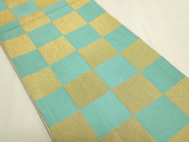 平和屋着物◎六通柄袋帯　市松文様　金糸　DABF8460we